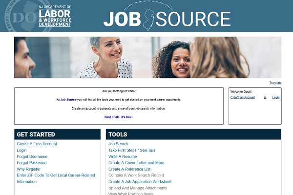 screenshot of website